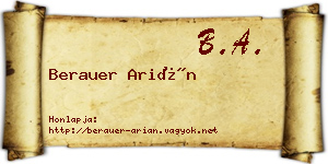Berauer Arián névjegykártya
